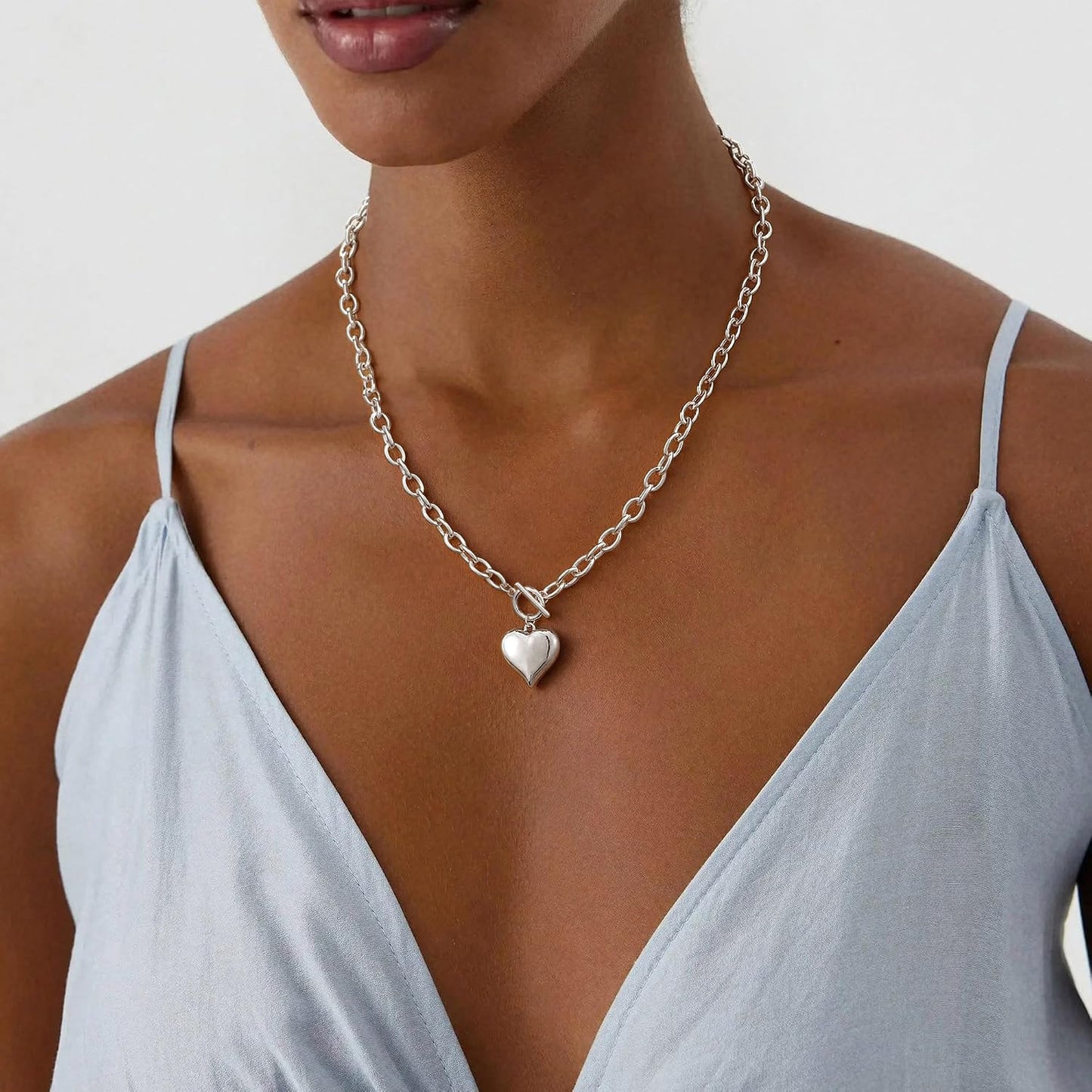 LEXODY Collar de oro grueso para mujer, simple chapado en oro de 14...