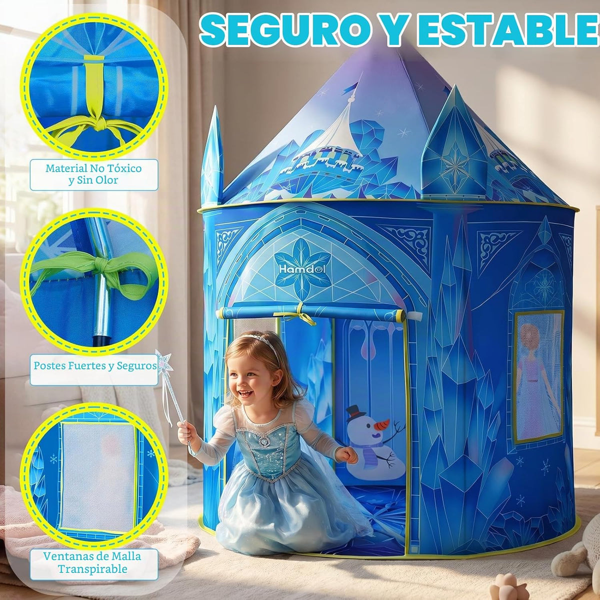 Hamdol Tienda de campaña de princesa para niñas, juguete congelado,...