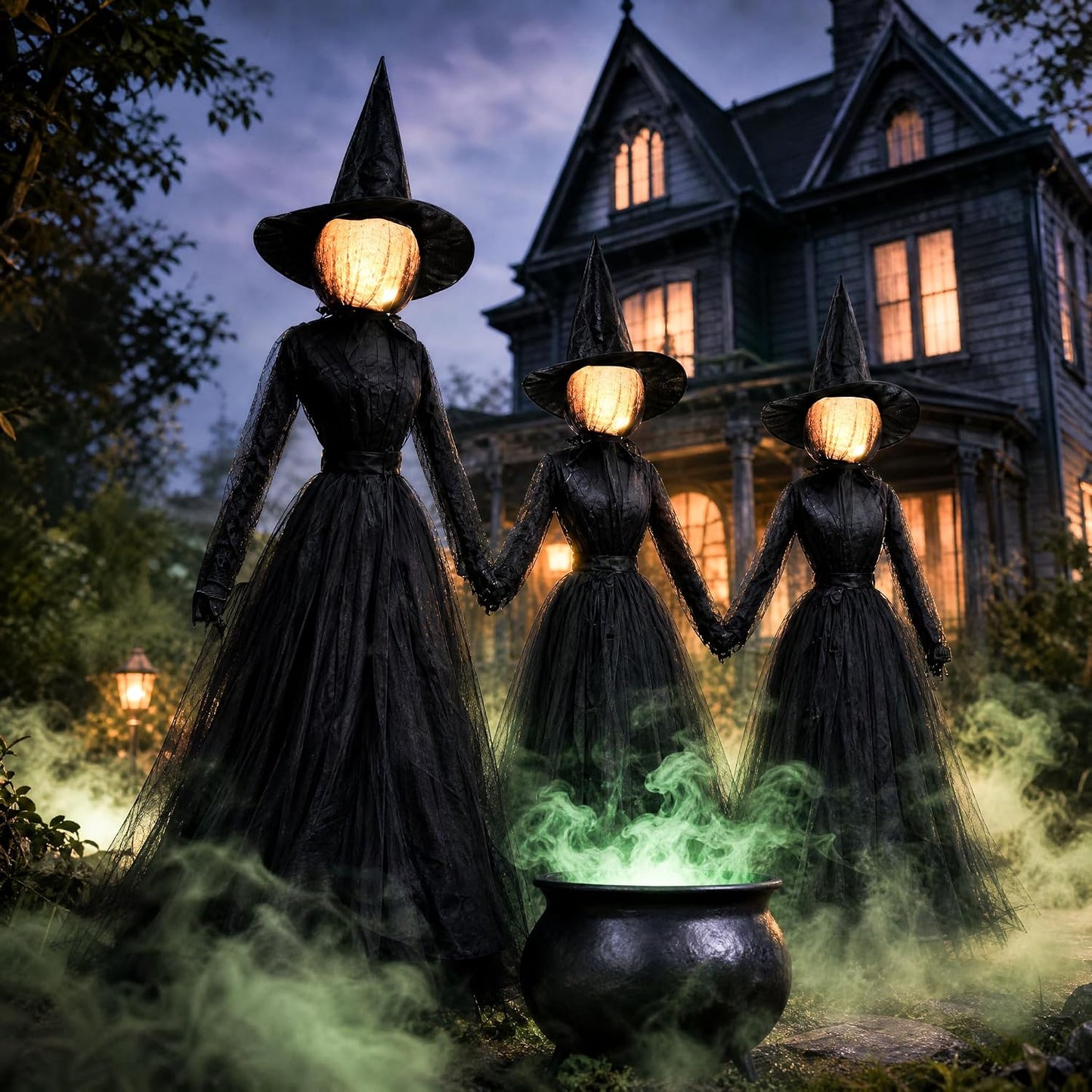 TW SHINE Decoraciones de bruja de Halloween para exteriores, juego...