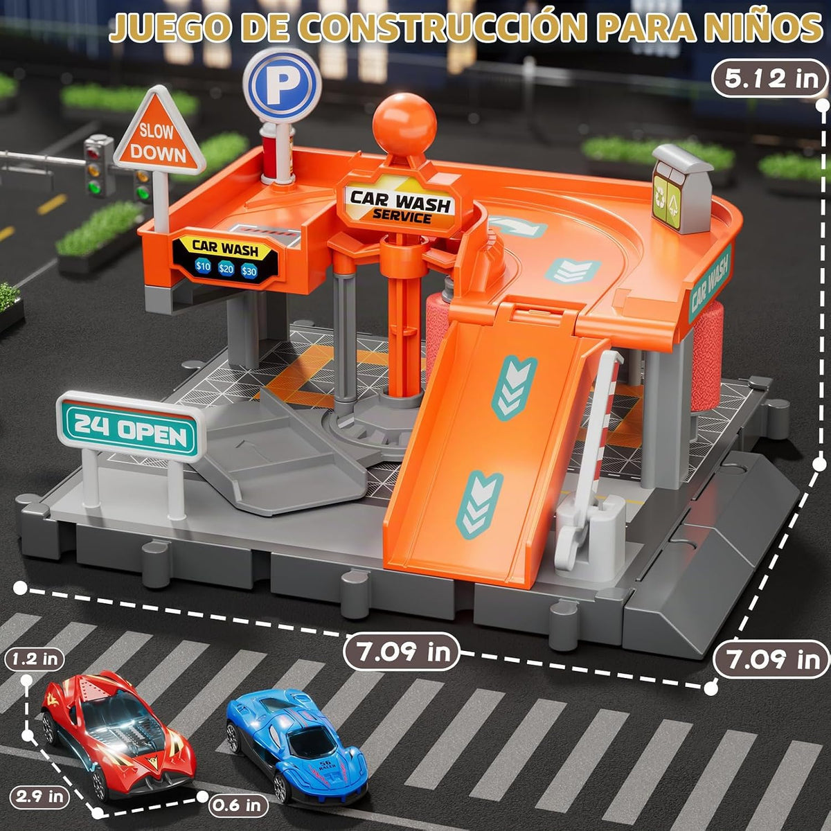 KIZONLY Juegos de autos de juguete, lavado de autos de juguete para...