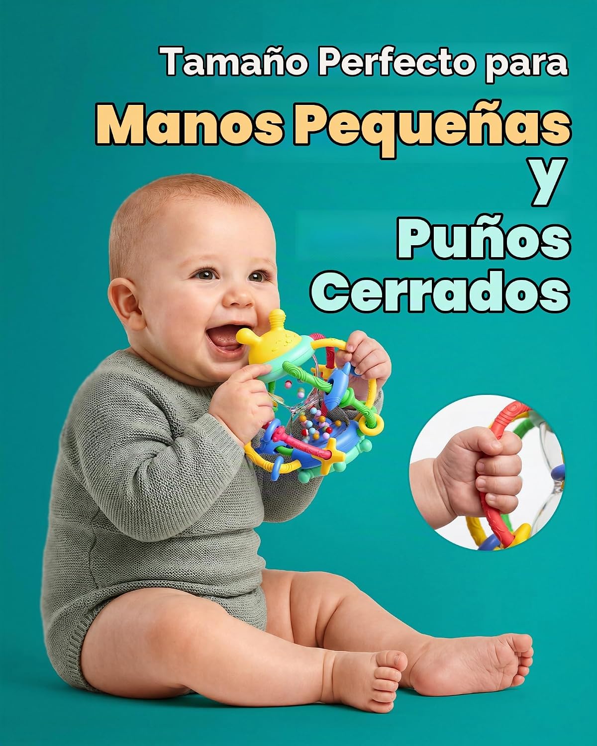 Infinno Bunny Hourglass Juguete para dentición y sonajero para bebé...