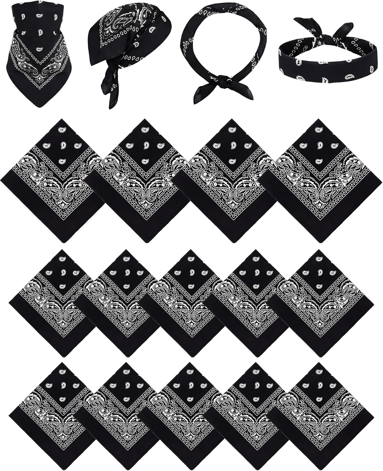 YSense 14 piezas Bandanas con estampado de cachemira, diademas nove...