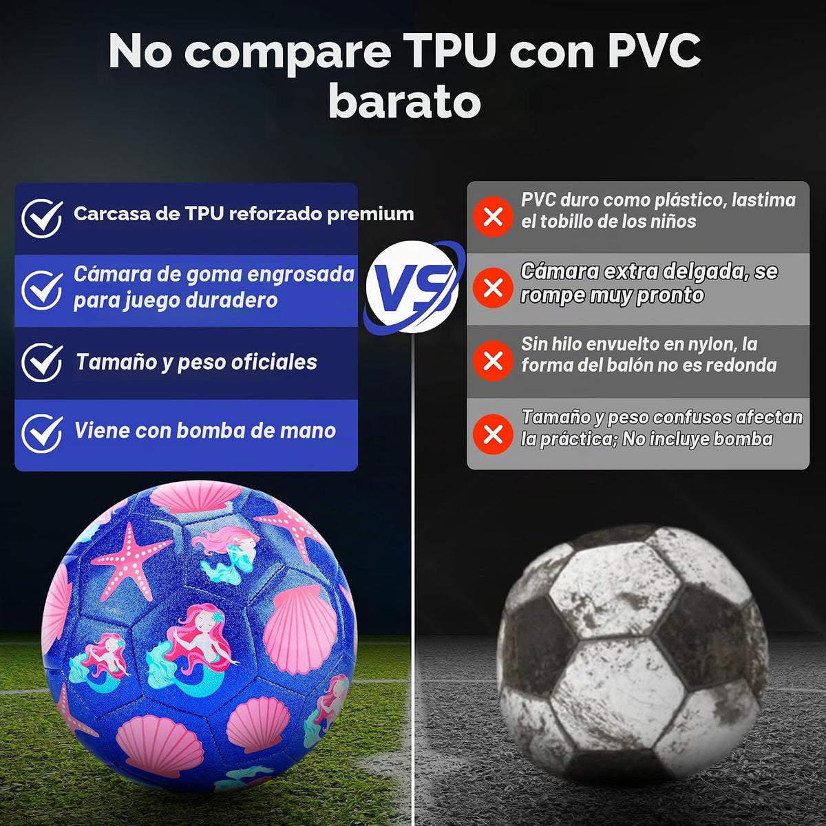 Balones de fútbol Champhox talla 3 para niñas y niños pequeños de 3...