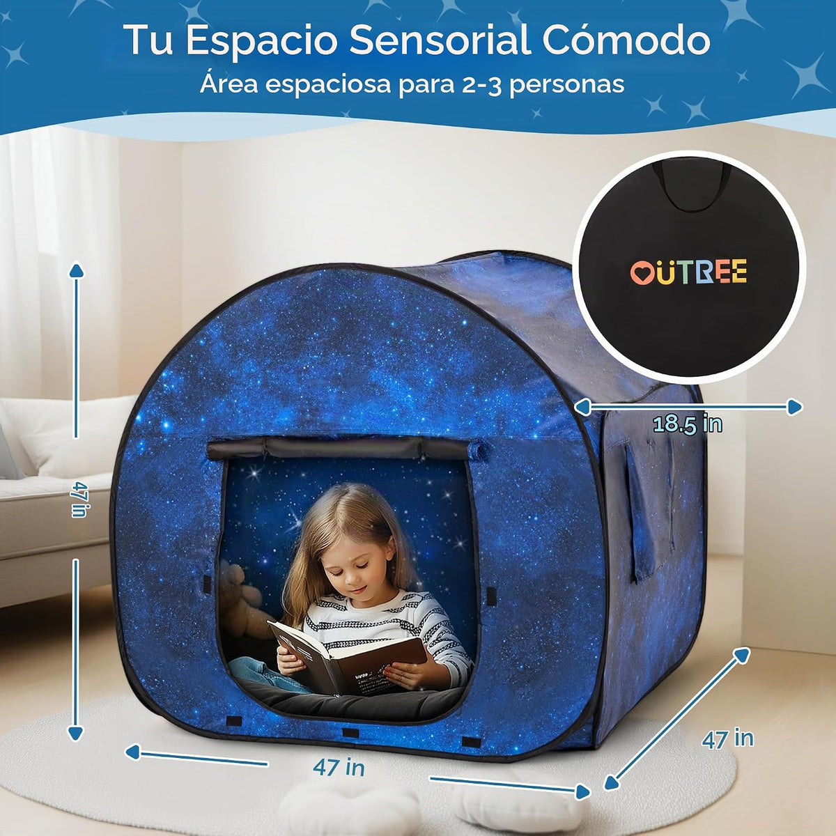 OUTREE Tienda de campaña sensorial de 47 x 47 x 47 pulgadas, estamp...