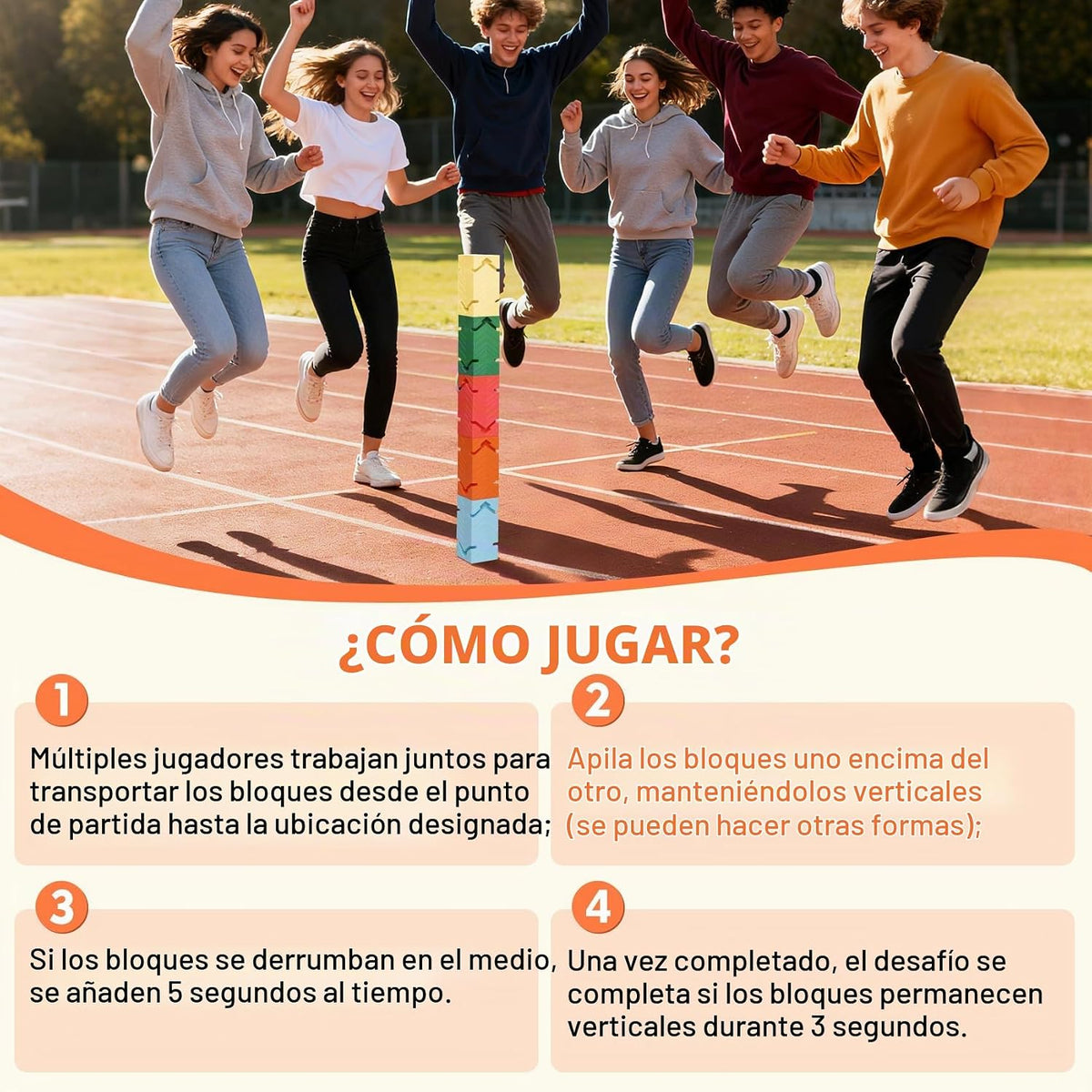 Juego de 5 bloques de construcción de trabajo en equipo, juegos de...