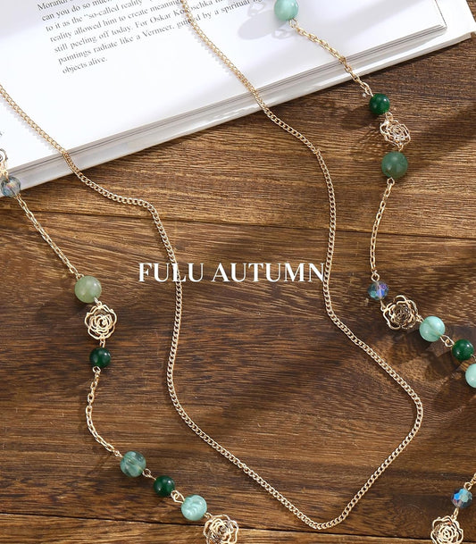 FULU AUTUMN Collares Boho de Oro Largos para Mujer con Cuentas de P...