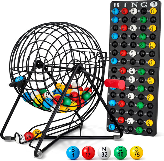 MR CHIPS Juego de bingo profesional de 11 pulgadas de alto con jaul...