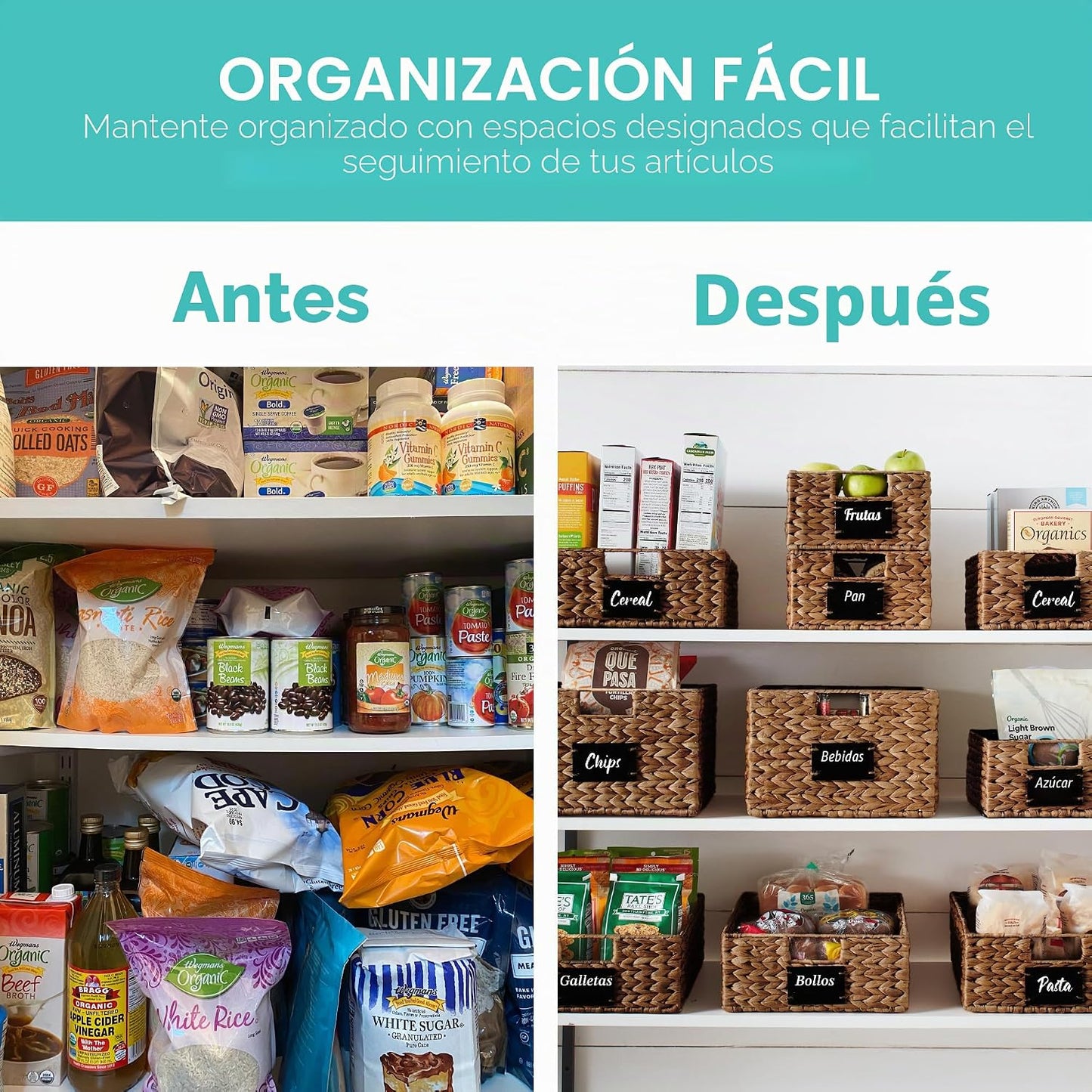 Best Choice Products Juego de 4 cestas de despensa de jacinto de ag...