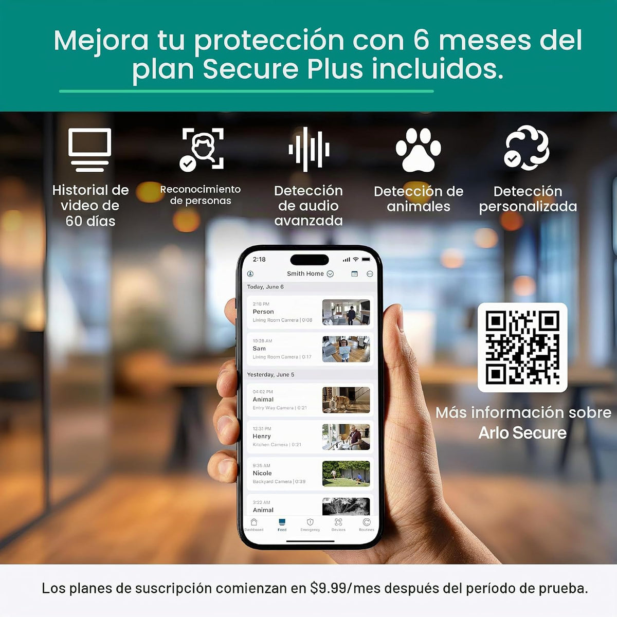 Arlo Essential - Cámara de seguridad con zoom panorámico e inclinac...