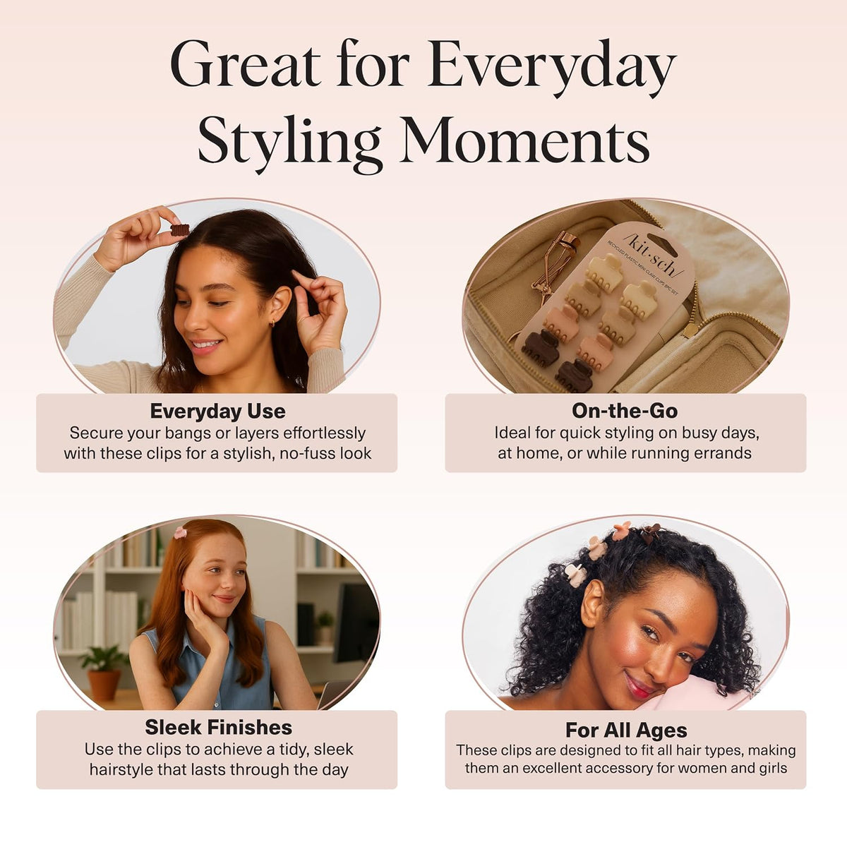 Kitsch Pinzas pequeñas para el cabello para mujeres y niñas \u2013...