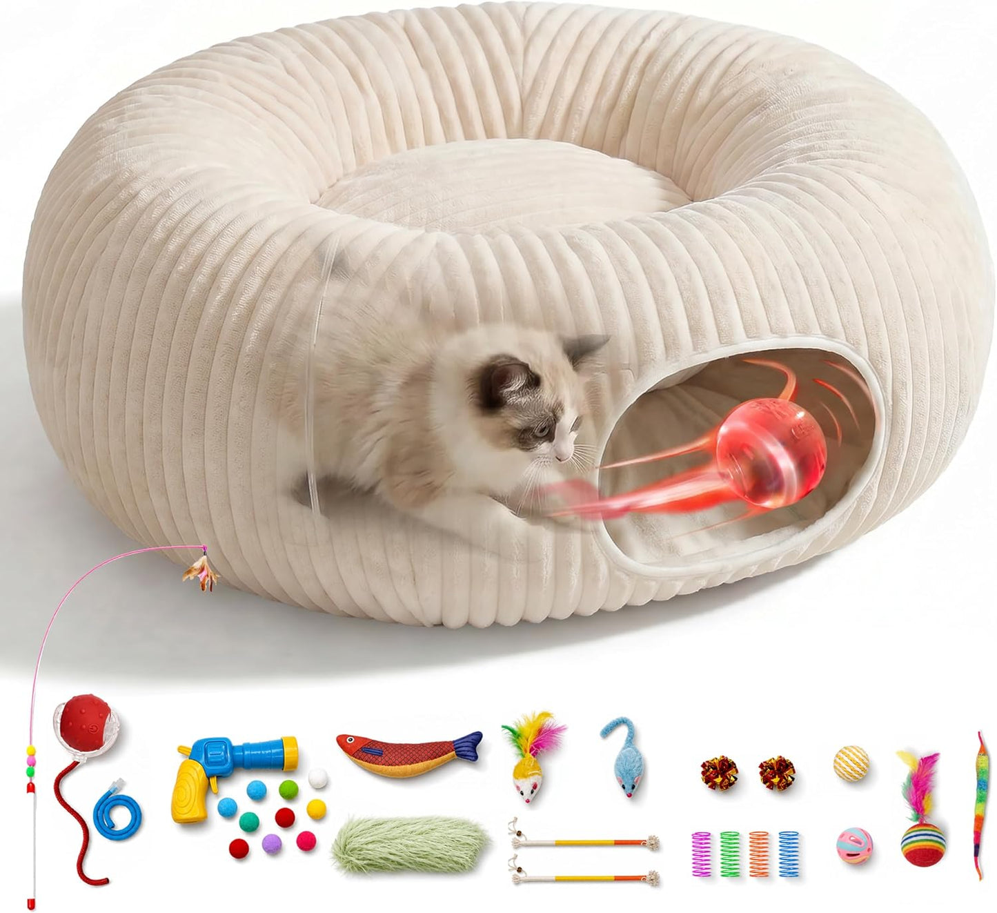 Catails Cama túnel para gatos con 31 juguetes interactivos para gat...