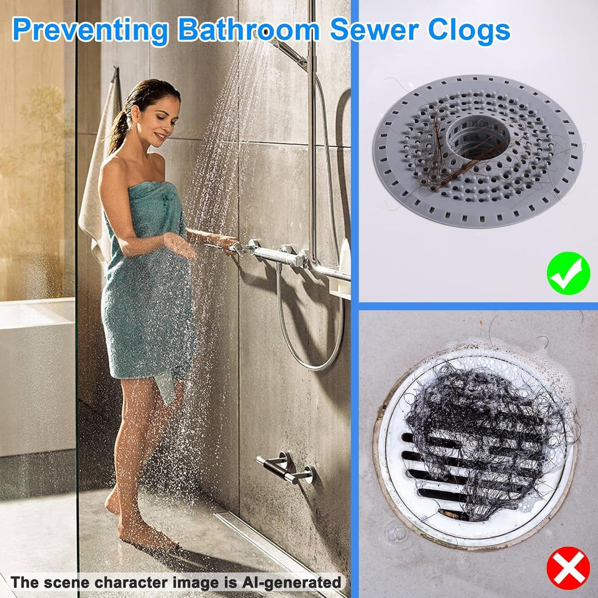 Atrapador de Pelo para Desagüe de Bañera, Filtro de Desagüe de Tubo...