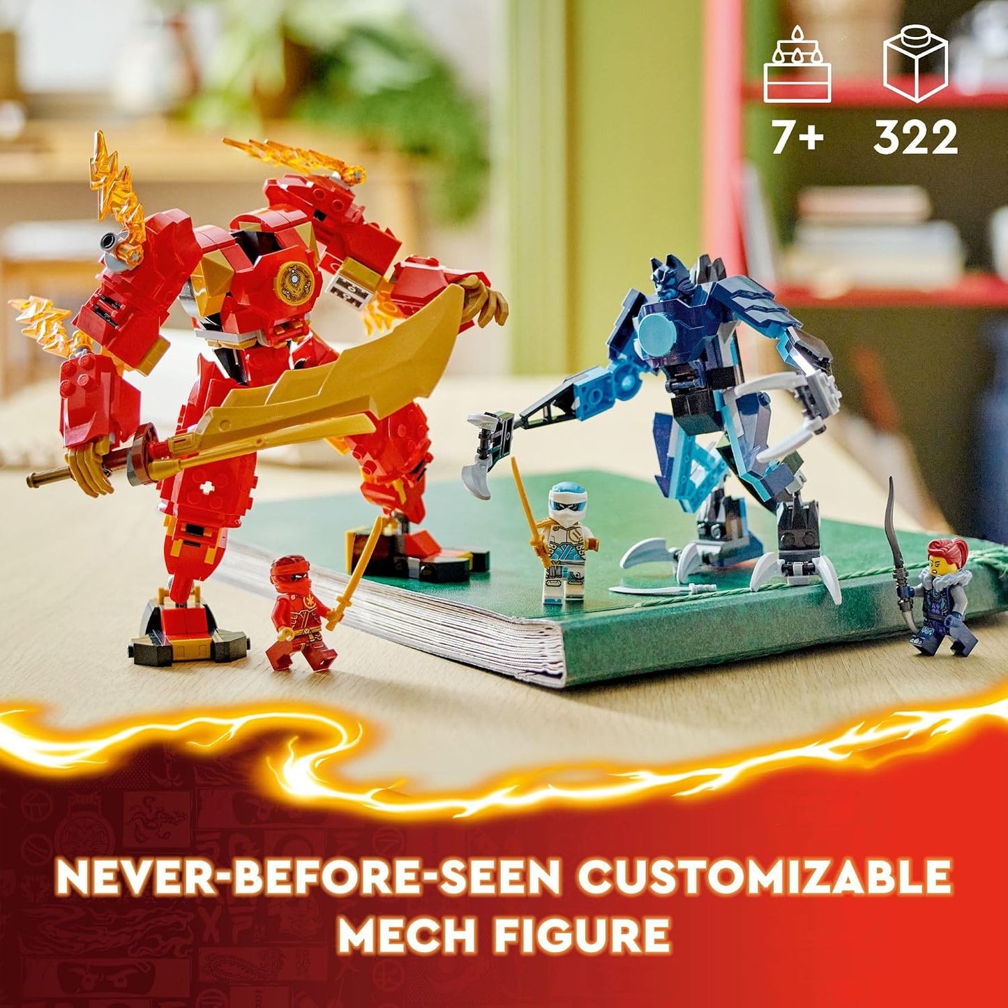 LEGO NINJAGO - Figura de acción mech de Kai Elemental Fire, figura...