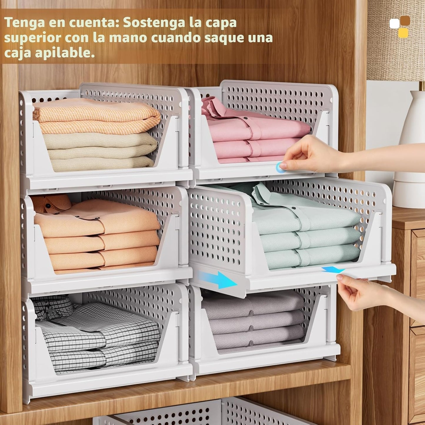 SNSLXH Paquete de 8 contenedores de almacenamiento apilables para a...