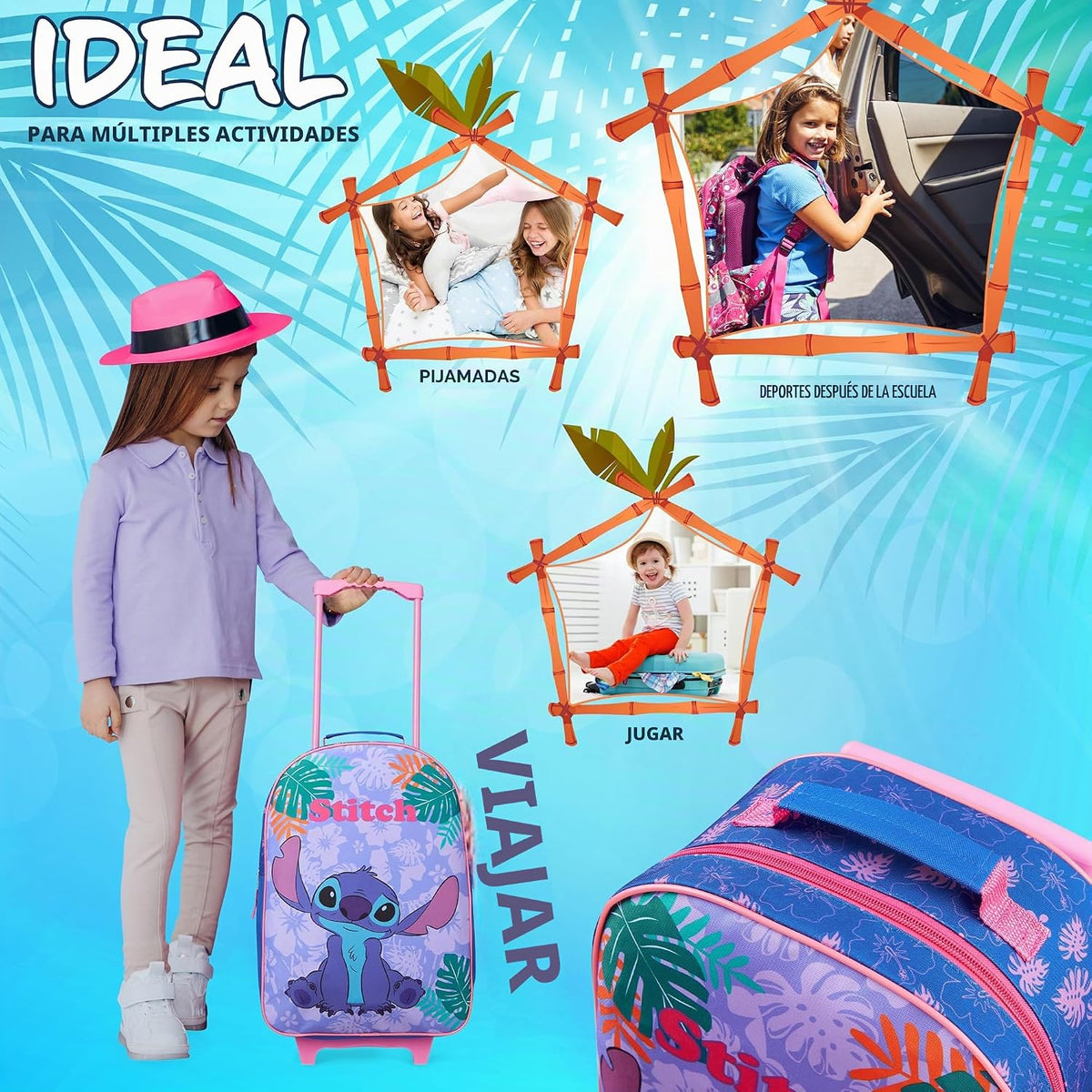 Disney Equipaje con ruedas para niños de 16.0 x 11.6 pulgadas, male...