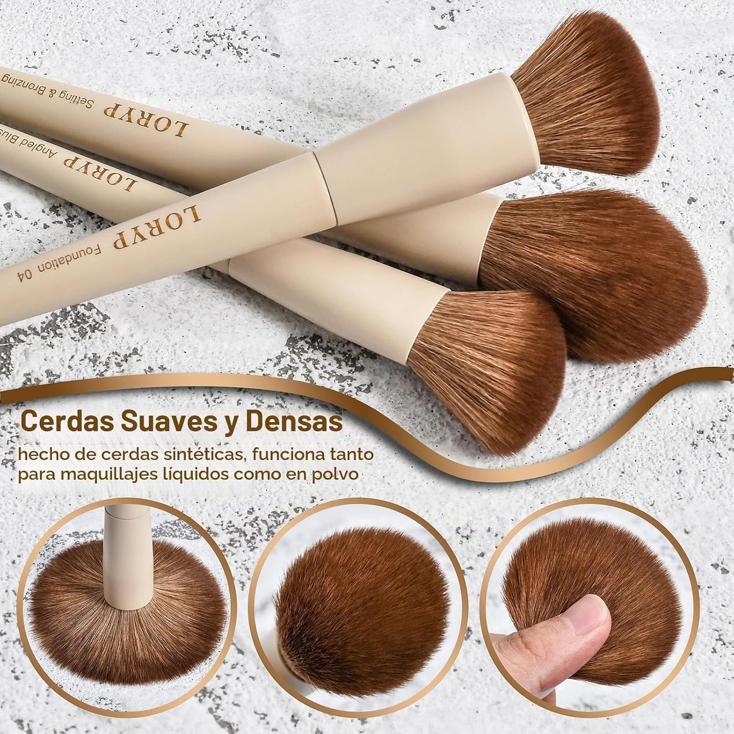 LORYP Juego de 18 brochas de maquillaje etiquetadas para cara y ojo...