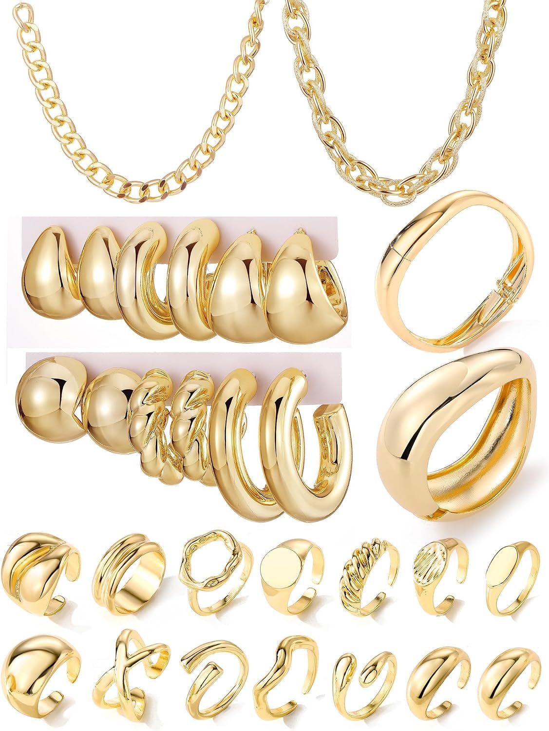IFKM Juego de joyas chapadas en oro para mujer, collares de múltipl...