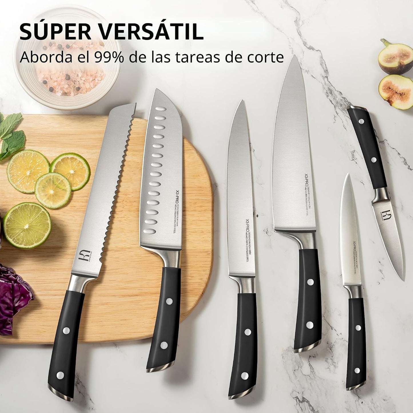 KnifeSaga - Juego de cuchillos, 15 piezas de bloque de cuchillos de...