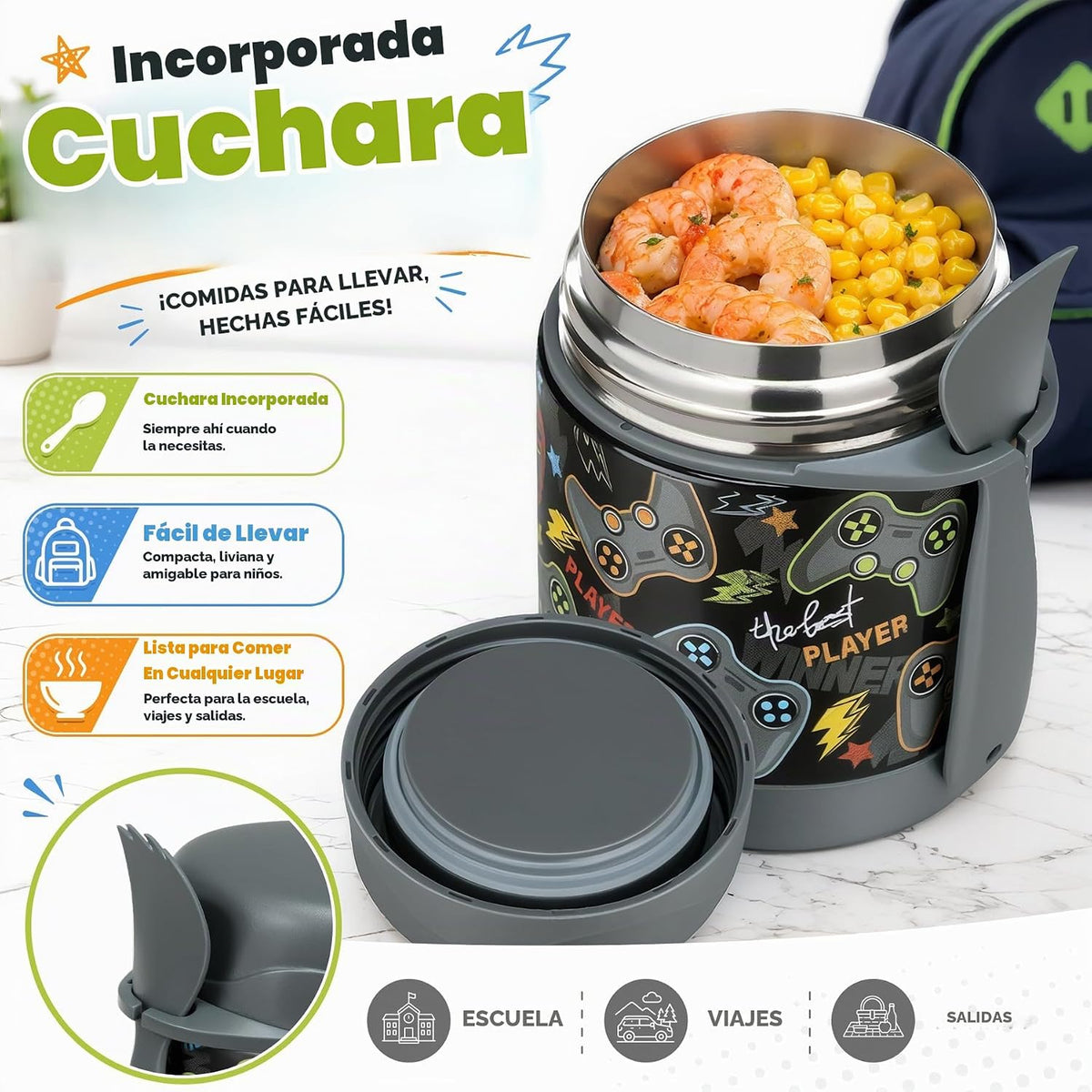 Thermo de 300 ml para sopa de alimentos calientes para niños, tarro...