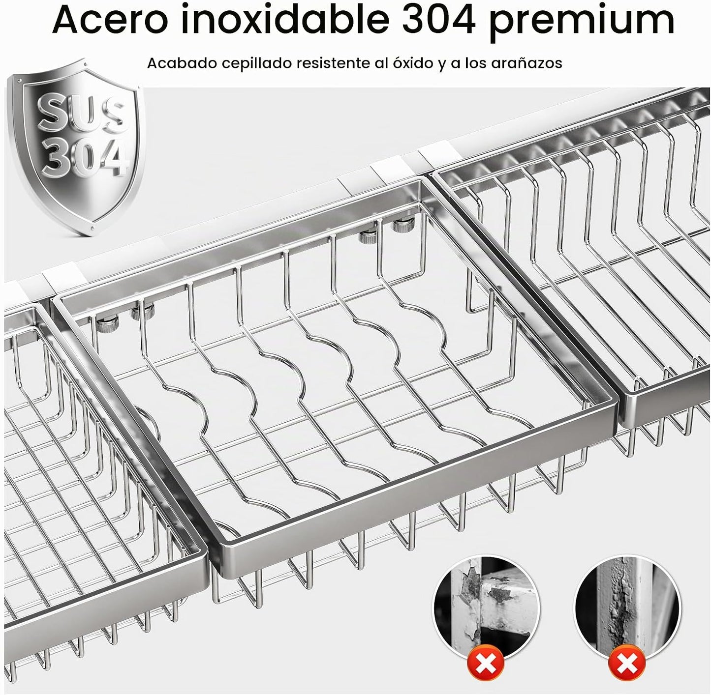 ADBIU Lujoso escurridor de platos de acero inoxidable 304 para colo...
