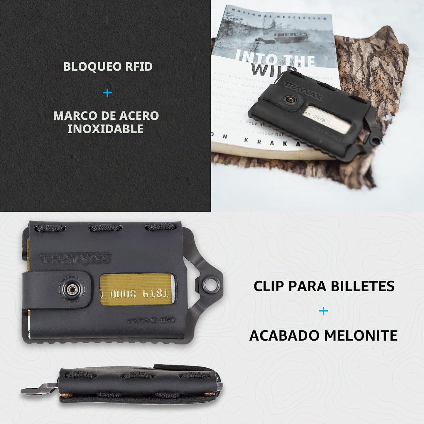 Trayvax Element Wallet, RFID bolsillo frontal para tarjetas de créd...