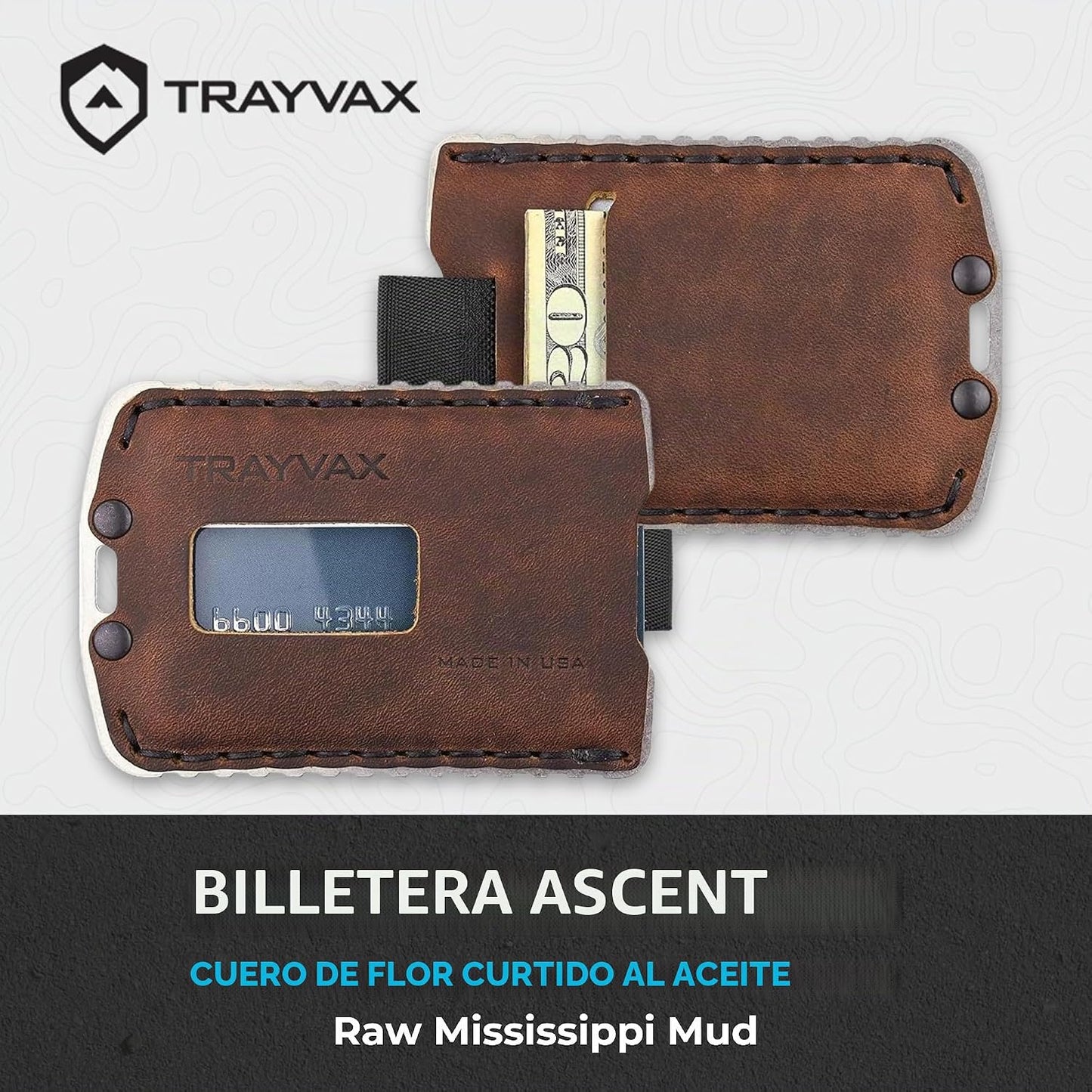 Trayvax Ascent - Cartera con bolsillo frontal RFID para dinero y ta...