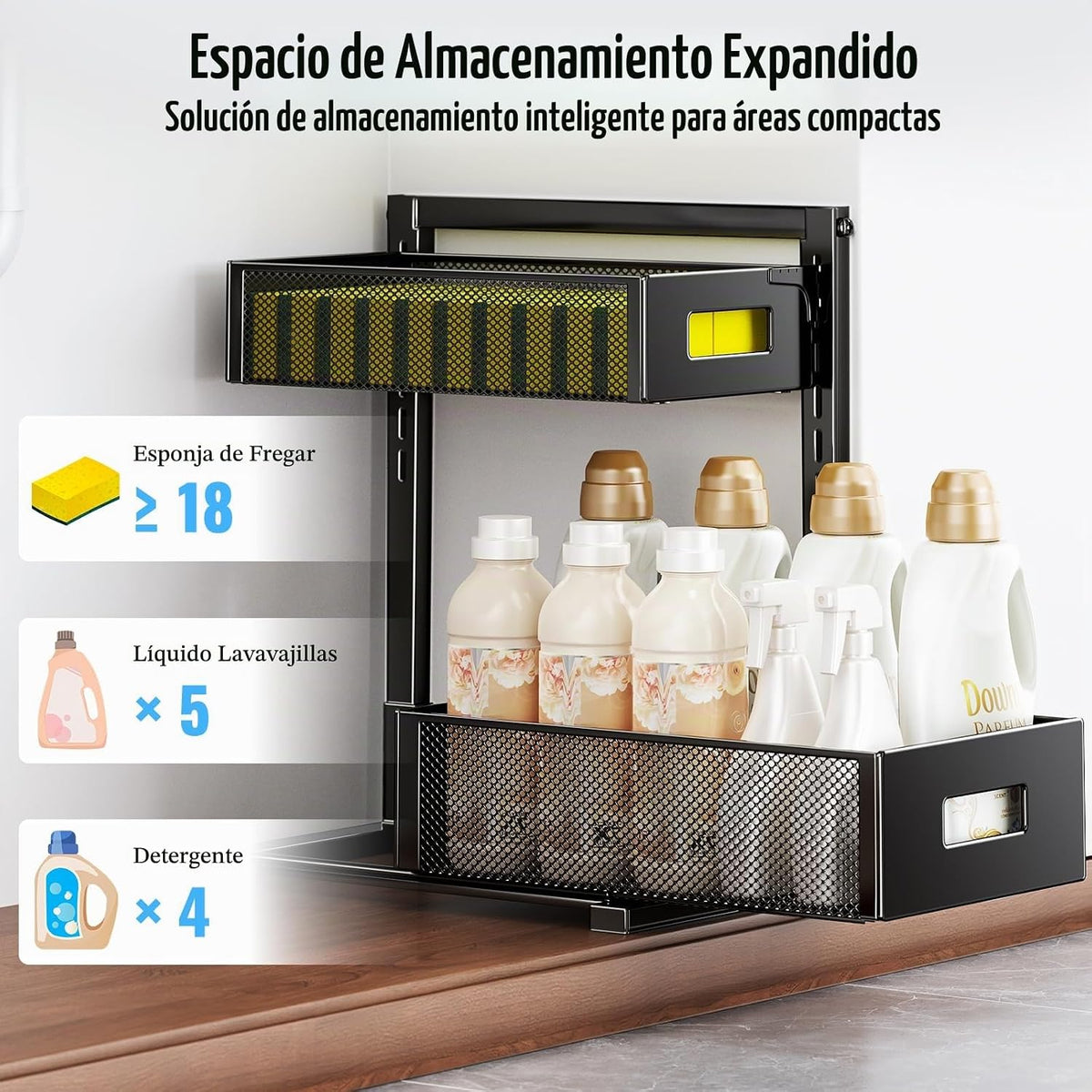 TISTAYA Organizador para debajo del fregadero, organizadores de caj...