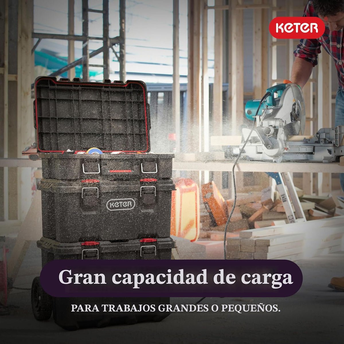 Keter Stack-n-Roll Organizador Modular de Herramientas para Almacen...