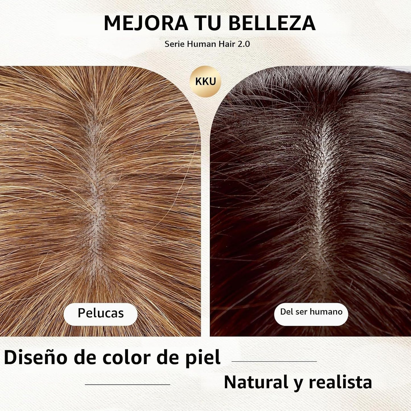 KKU Pelucas de Cabello Humano Ombre Marrón Claro de 12 Pulgadas par...