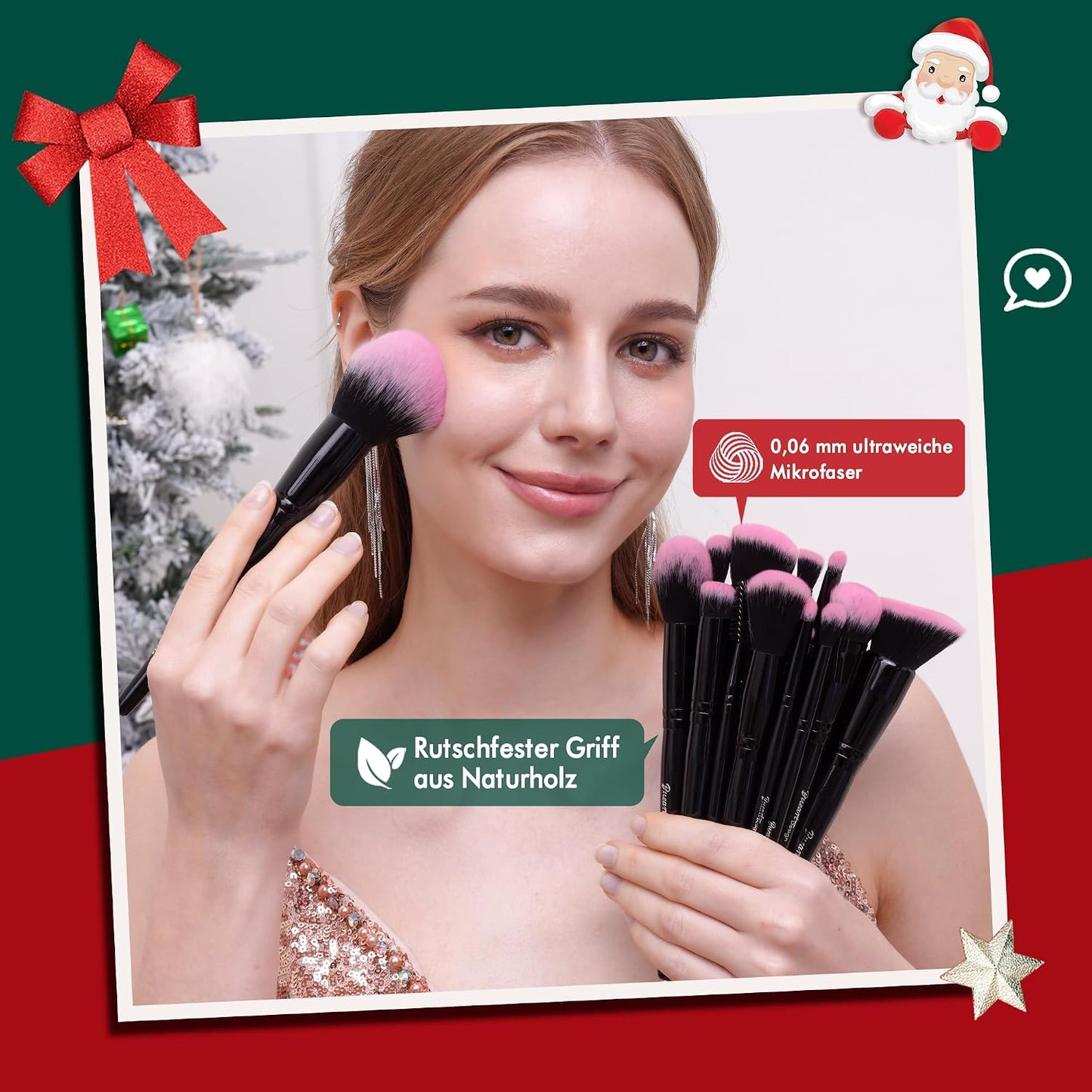 Bueart Design Juego de 18 brochas de maquillaje Pro Deluxe, color r...