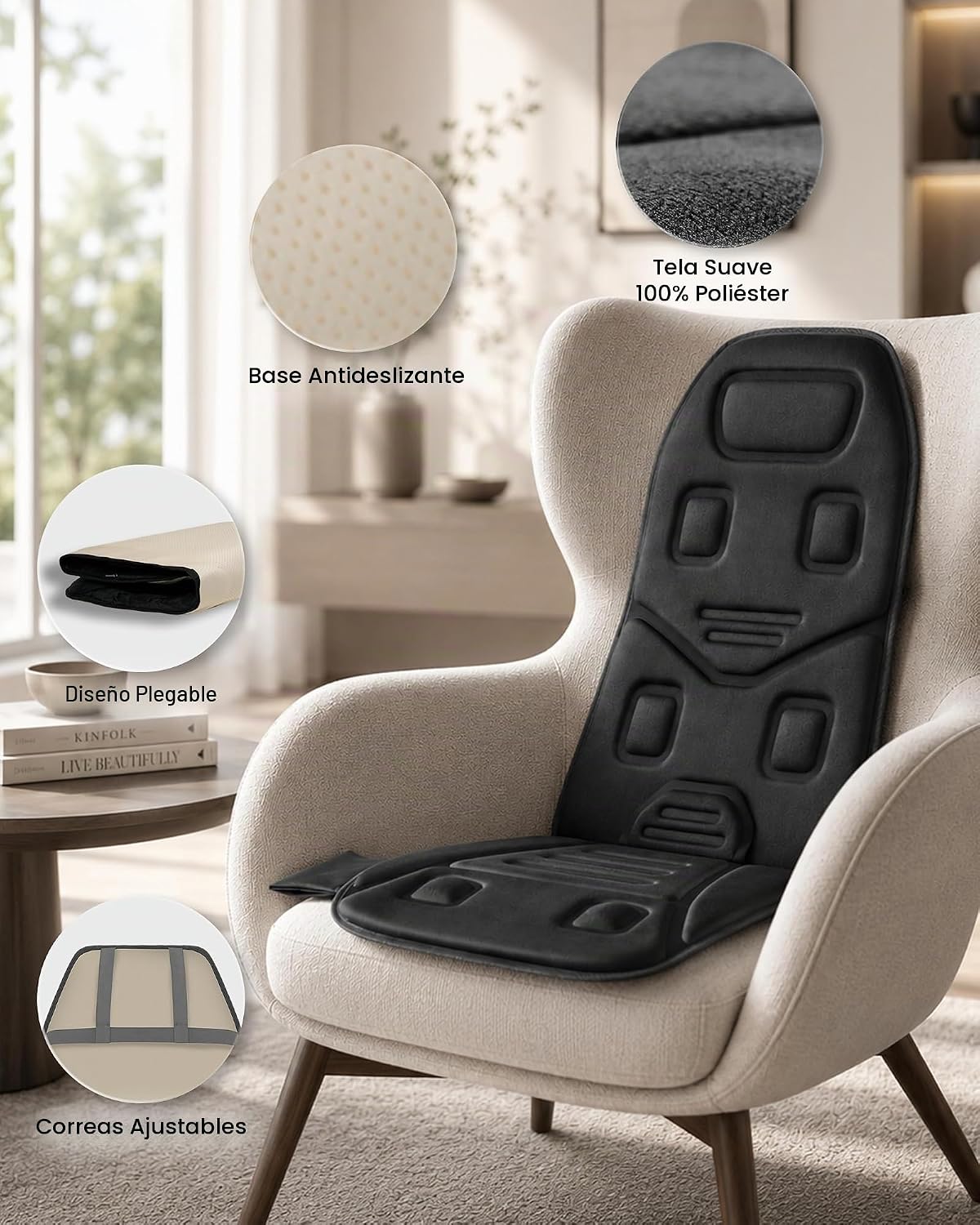 COMFIER - Masajeador de espalda con vibración con calor, cojín de a...