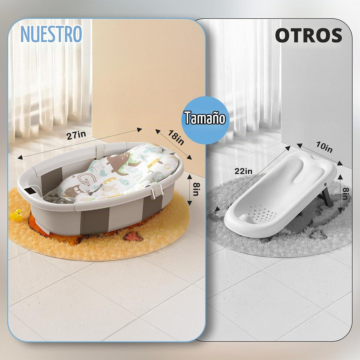 TOSGN Bañera plegable para bebé, 3 segundos para instalar, bañera p...