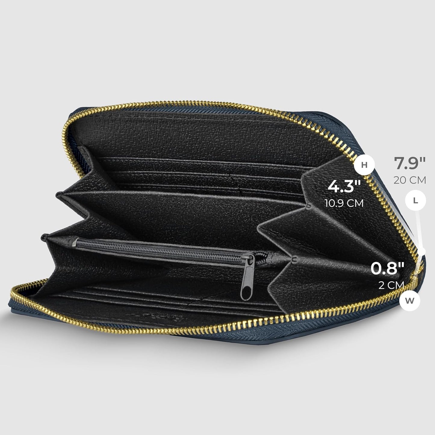 TAKEASY Cartera italiana de piel de becerro auténtica para mujer co...