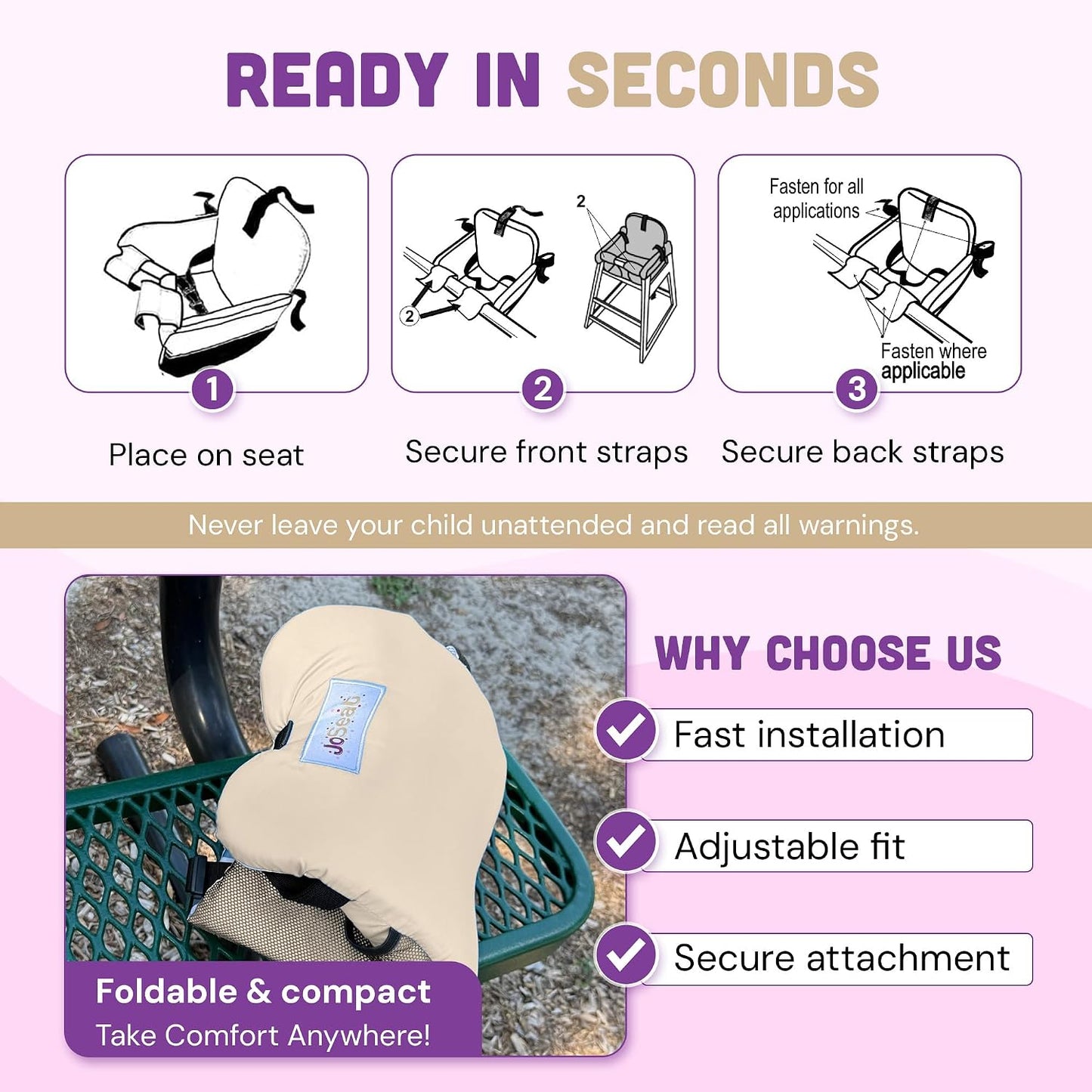 JoSeat Funda de asiento para bebé, diseño floral | Protector de asi...