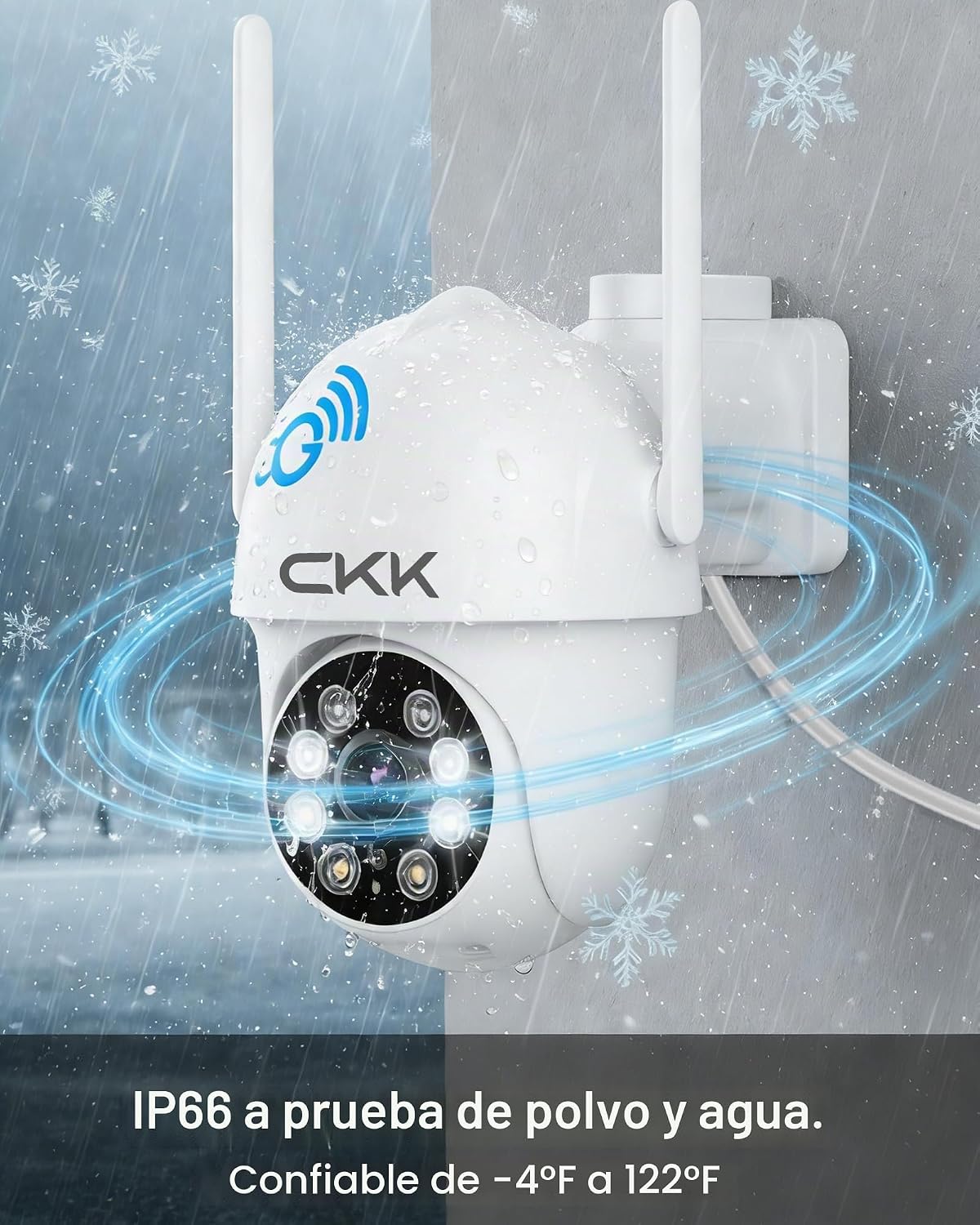 CKK Cámara de seguridad 2K con cable para exteriores, 1 cámara de s...