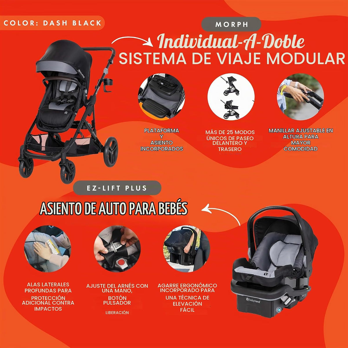 Baby Trend - Cochecito individual a doble y asiento de coche EZ-Lif...