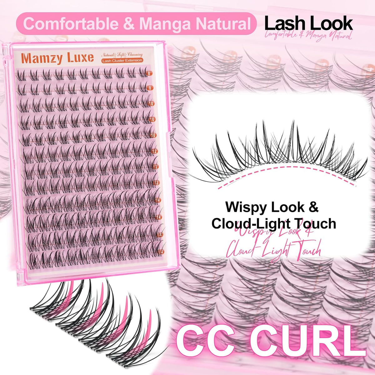 Extensiones de pestañas de manga natural, pestañas onduladas de 0.3...