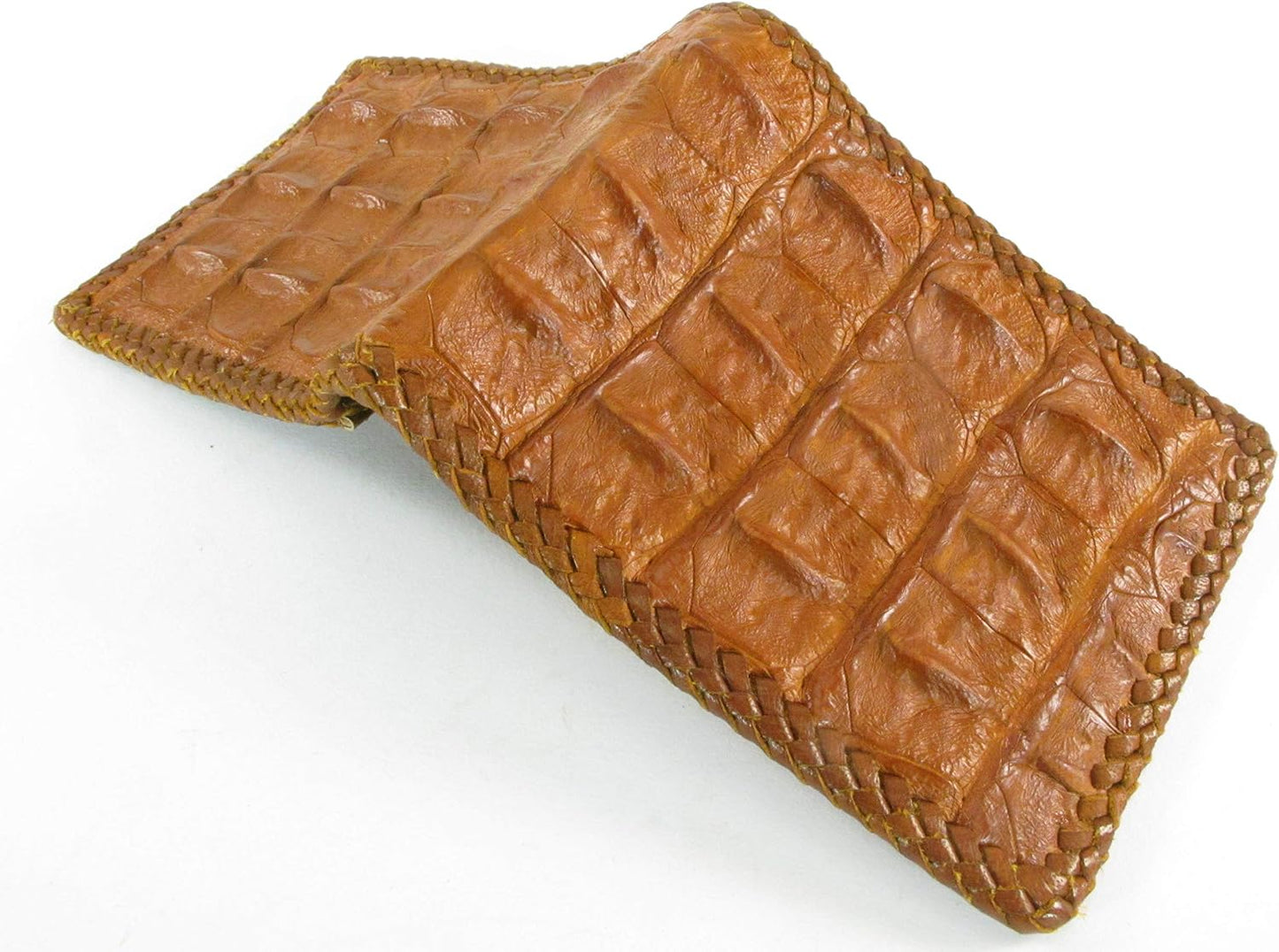 Pelgio Cartera plegable hecha a mano con piel de cocodrilo genuina...