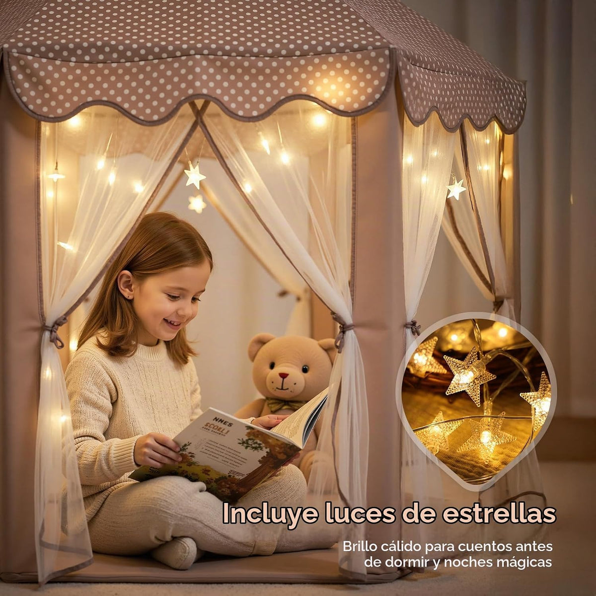 Wilwolfer tienda de campaña tipo castillo de princesa para niñas, t...
