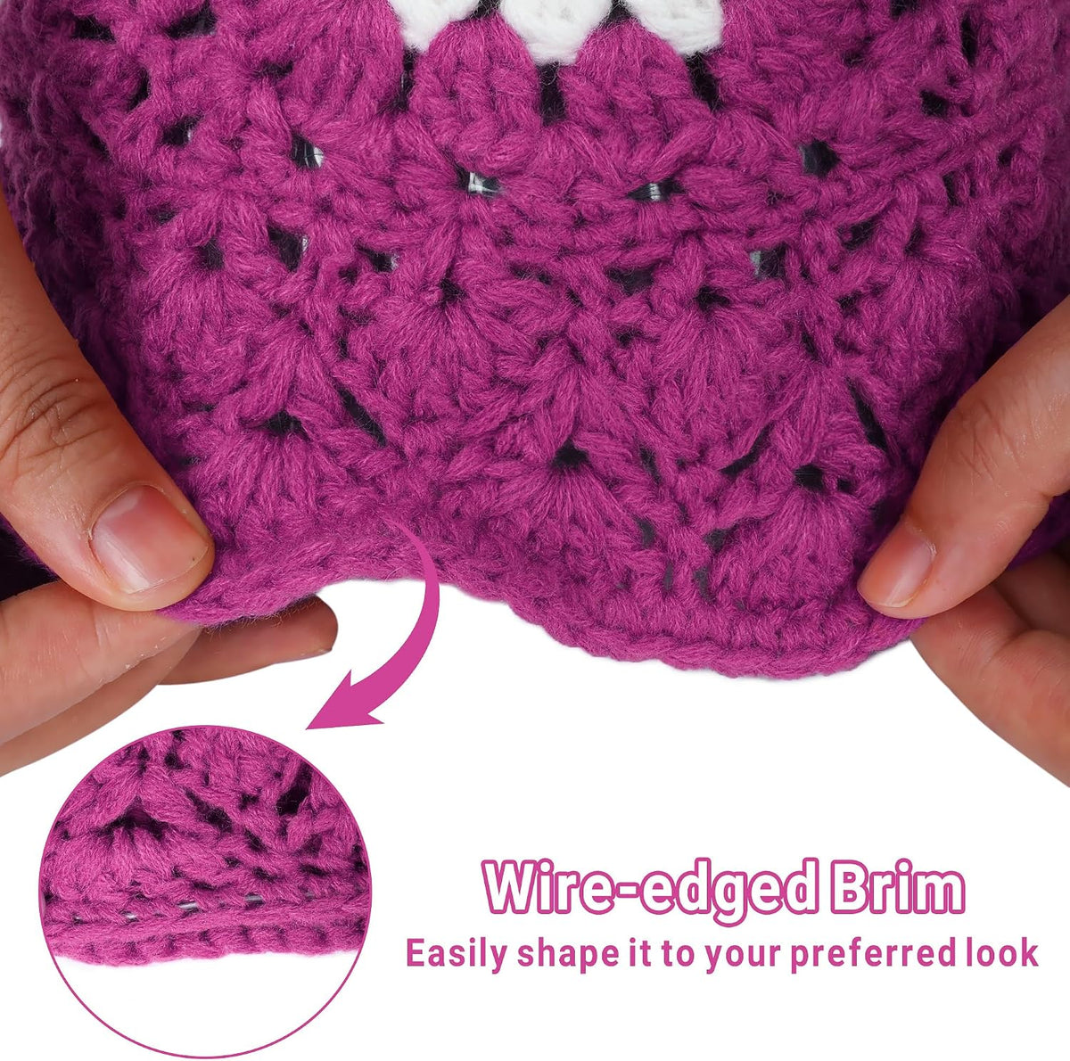 Sombrero de pescador de punto plegable para mujer, diseño de margar...