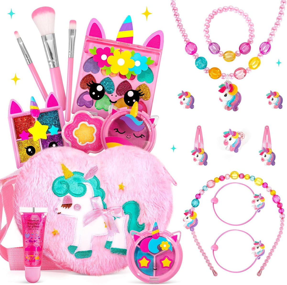 ULOVEME Umicorn - Kit de maquillaje real para niñas pequeñas, jugue...