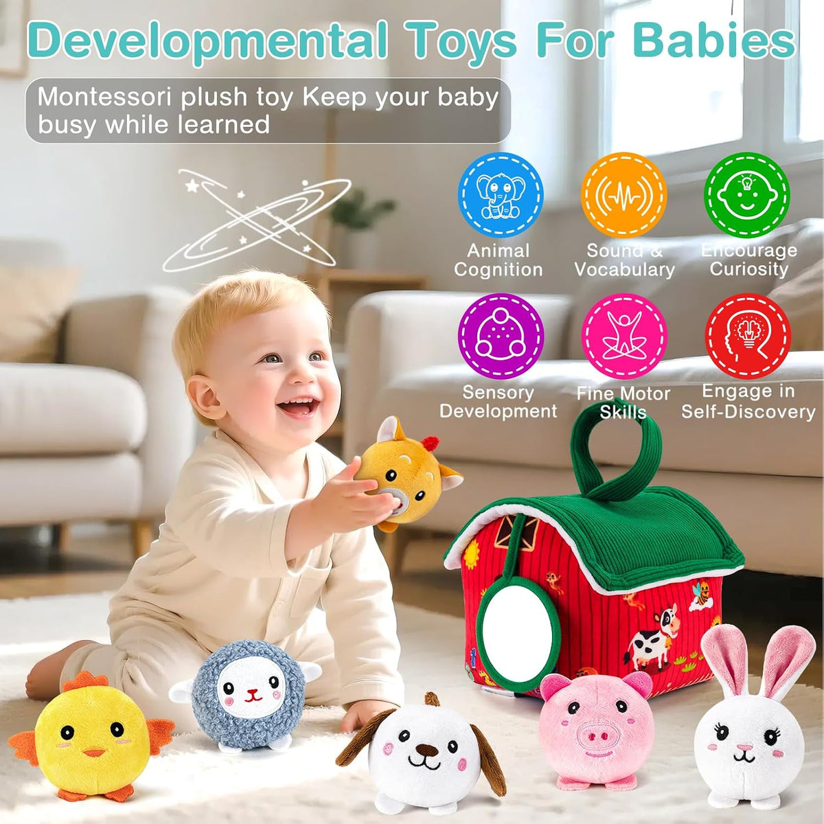 NECTAR BABY - Juguetes para bebés de 6 a 12 meses, animales de gran...
