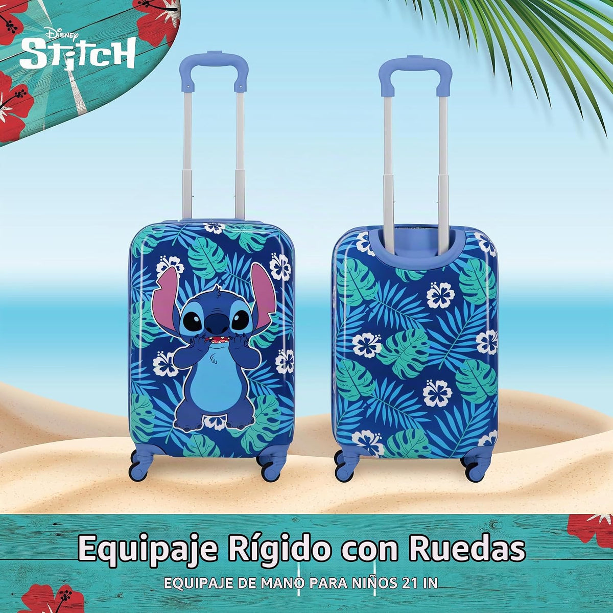 FUL Disney Stitch - Equipaje de mano para niños, 21 pulgadas, color...