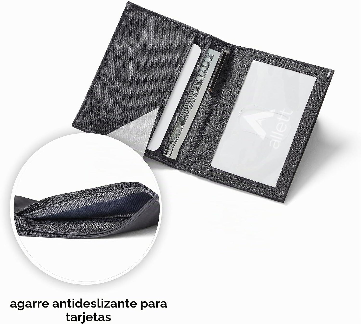 Allett Billetera híbrida para tarjetas, bloqueo RFID, plegable, del...