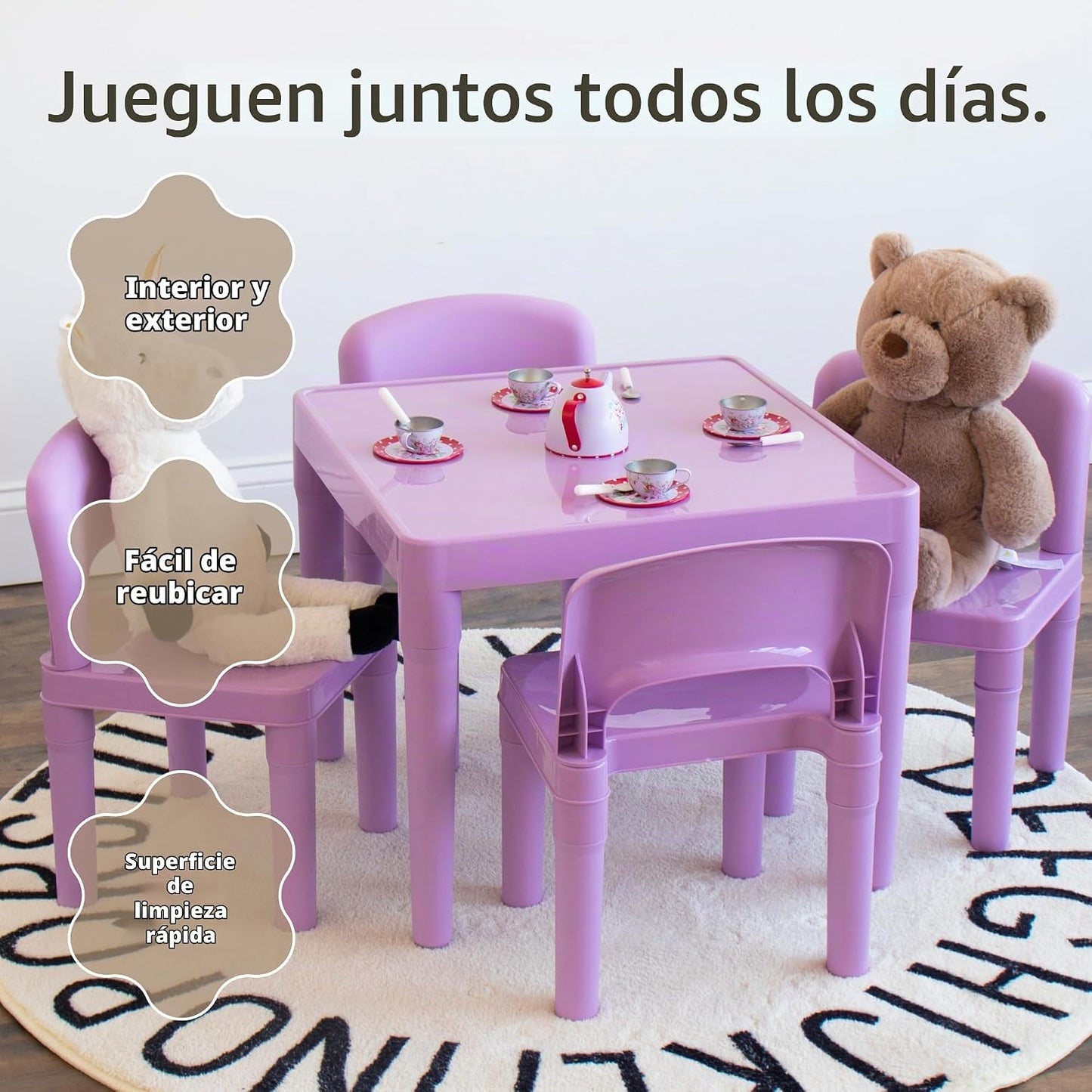 Humble Crew Juego de mesa y silla para niños, interior y exterior,...