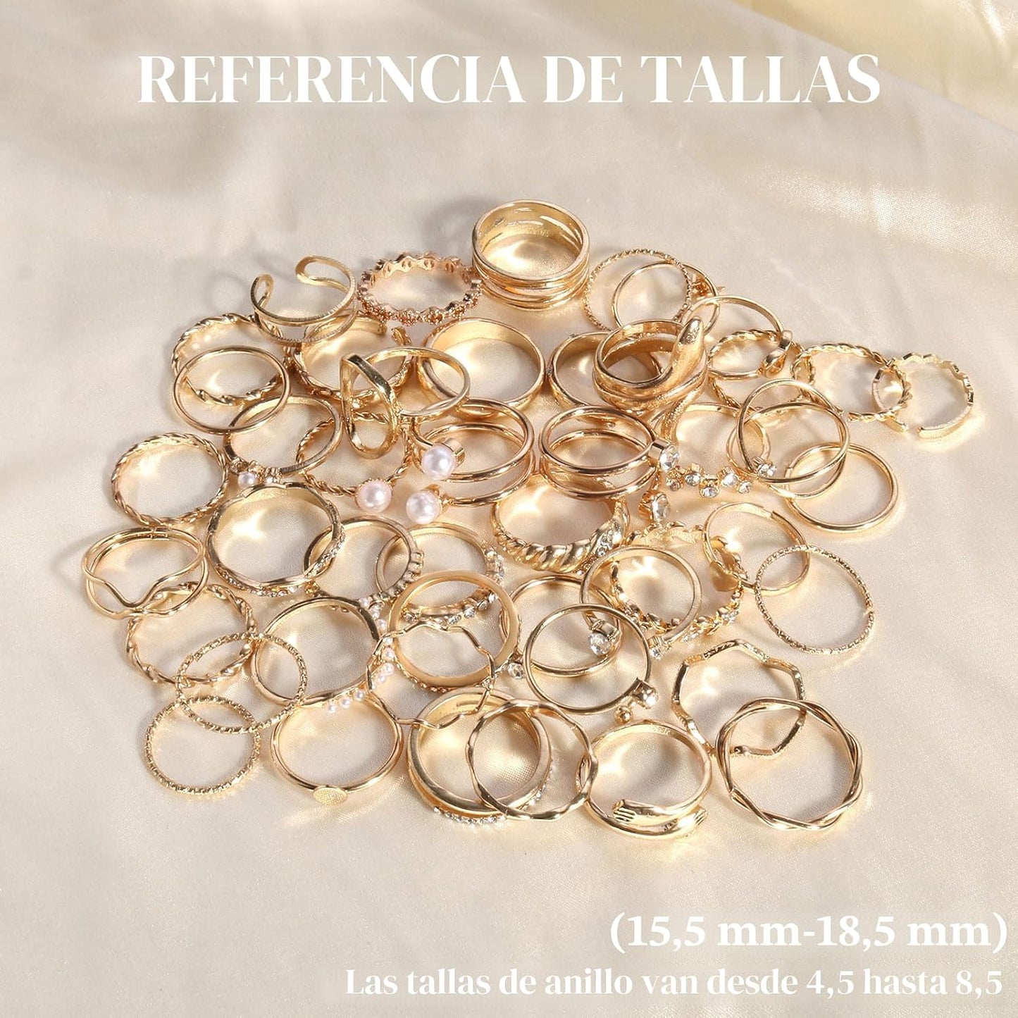 CHICUTIE Juego de anillos dorados para nudillos para mujeres, apila...