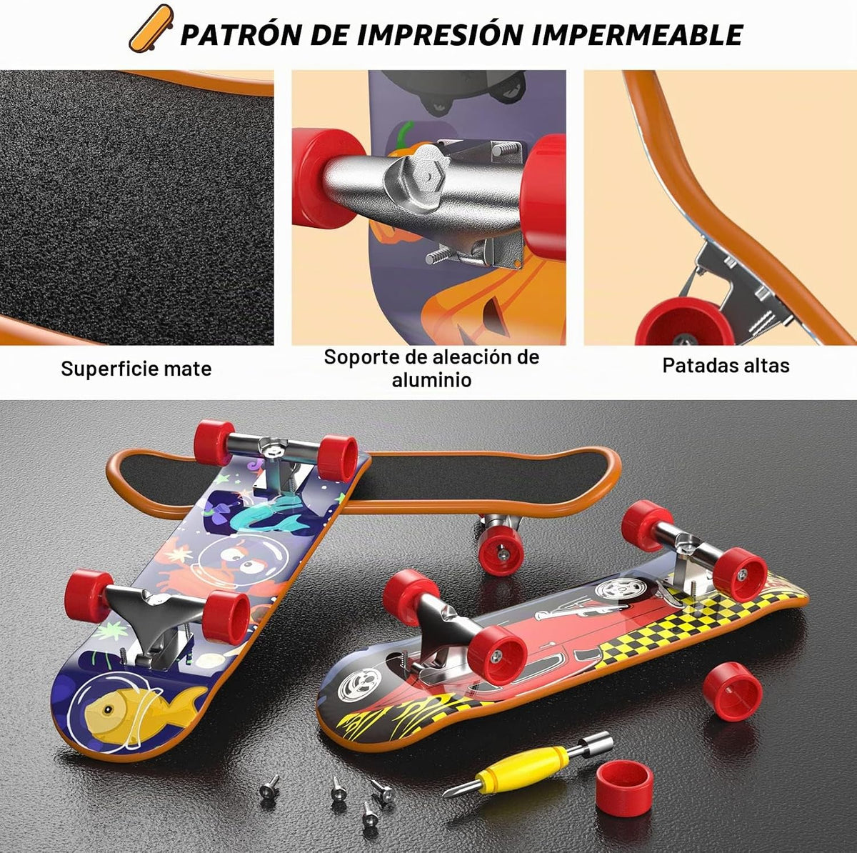 TIME4DEALS Minipatinetas para Dedos 12PCS Juego Profesional de Tabl...