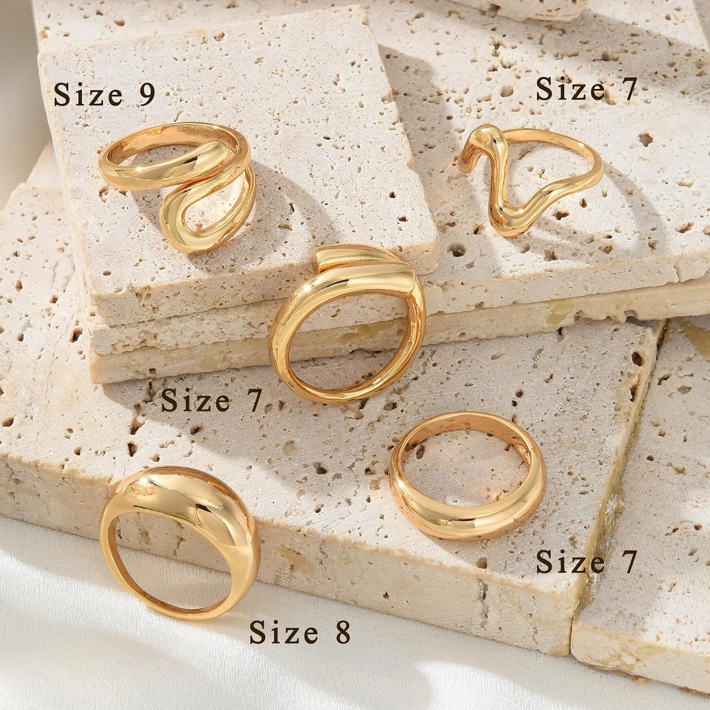 YEEZII Anillos Gruesos de Oro para Mujer Sin Deslustre, Anillo de P...