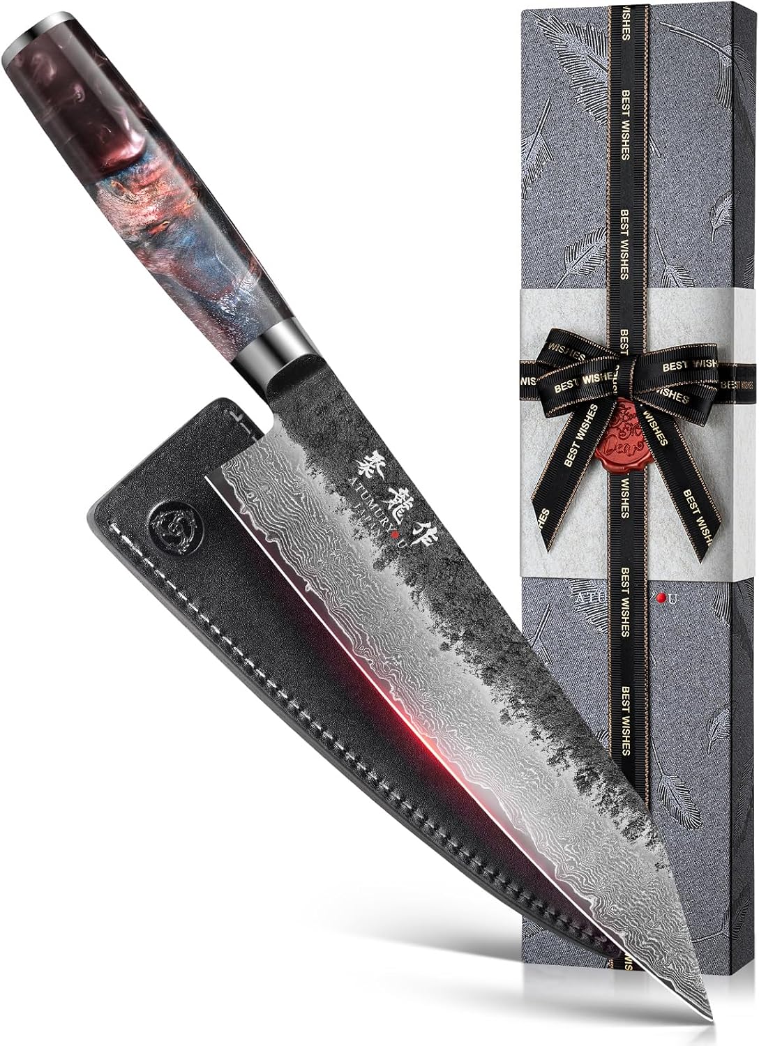 8,27" cuchillo japonés de Damasco Kiritsuke, acero VG10 forjado...