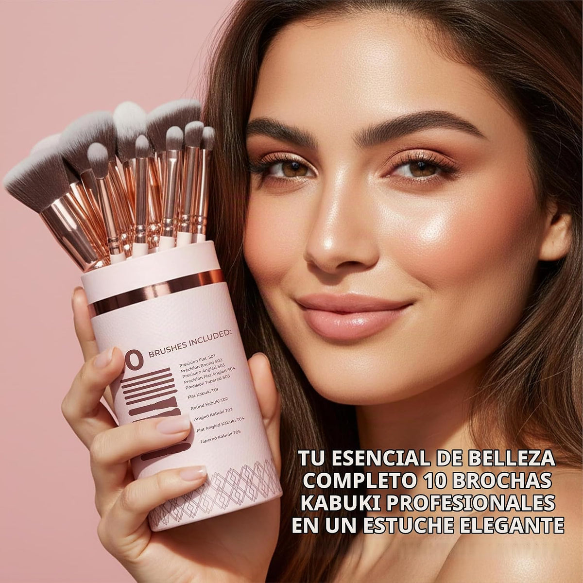 Kabuki - Juego de brochas de maquillaje, base en polvo, rubor, corr...